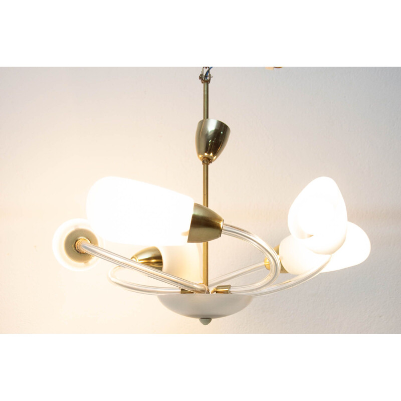 Vintage glazen hanglamp, Tsjechoslowakije 1960