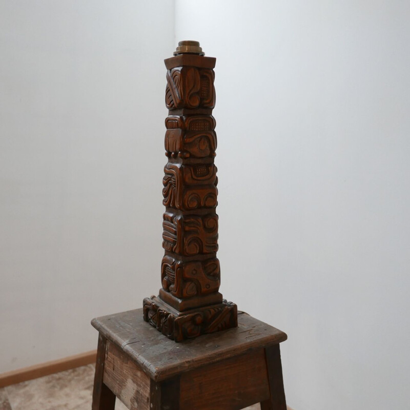 Lampe de table vintage Totem en bois par Temde 1960