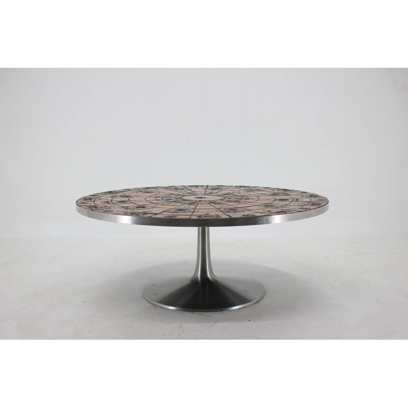 Table basse vintage Round Tile-Top de Lilly Just Lichtenberg pour Poul Cadovius 1960