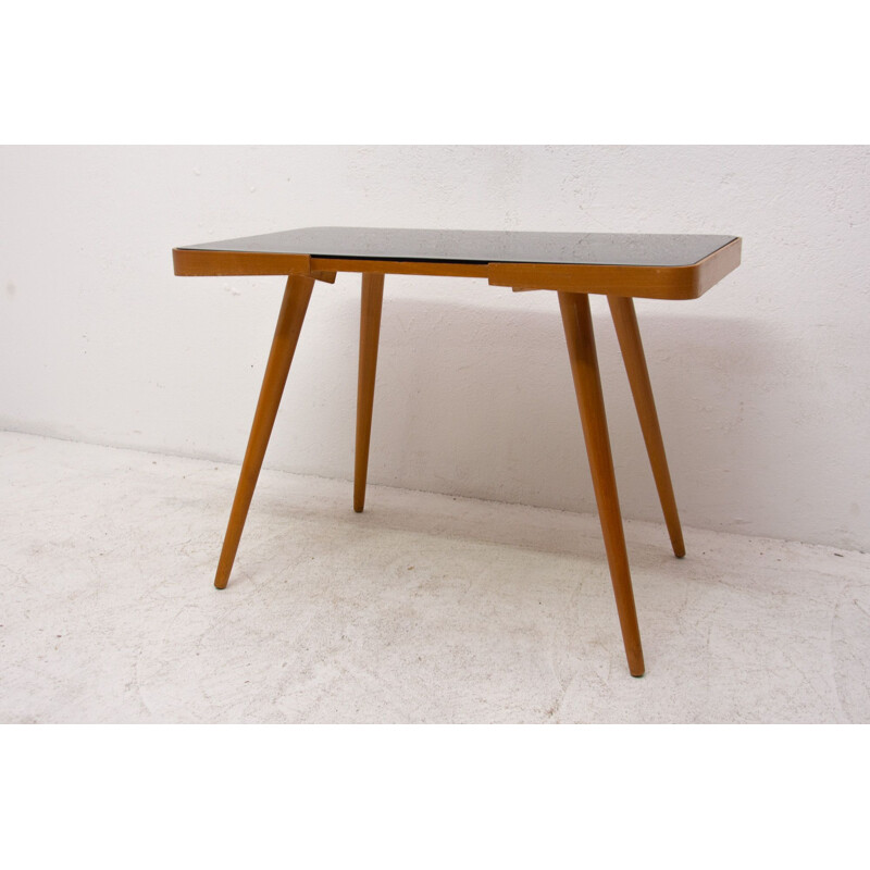 Vintage coffee table in opaque glass, Czechoslovakia 1960