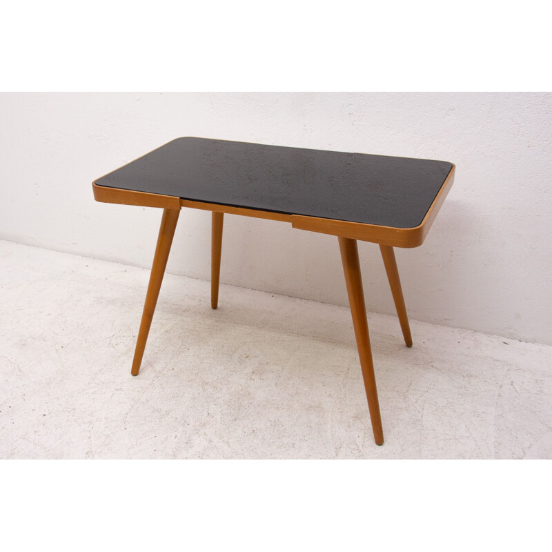Vintage coffee table in opaque glass, Czechoslovakia 1960