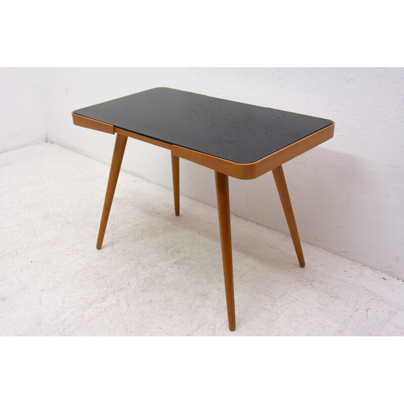 Vintage coffee table in opaque glass, Czechoslovakia 1960