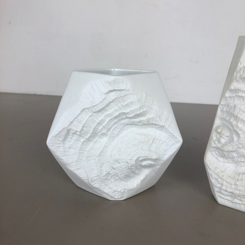 Pair of vintage porcelain vases original OP Art by AK Kaiser, Germany 1970