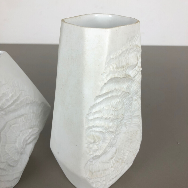 Par de vasos de porcelana originais OP Art da AK Kaiser, Alemanha 1970