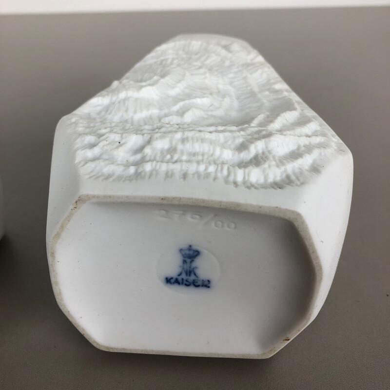 Pareja de originales jarrones de porcelana vintage OP Art de AK Kaiser, Alemania 1970