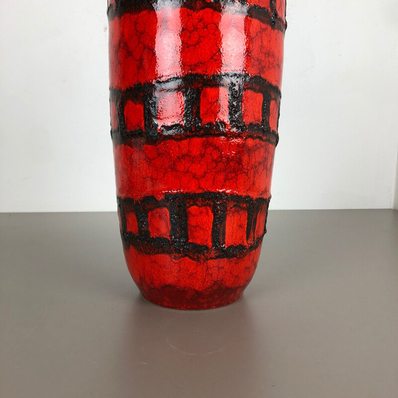 Large vintage Pottery Super Fat Lava Multi-Color Vase by Scheurich 1970s