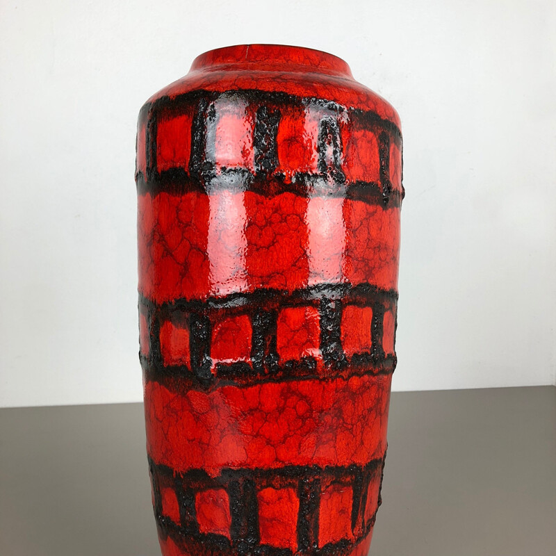 Large vintage Pottery Super Fat Lava Multi-Color Vase by Scheurich 1970s