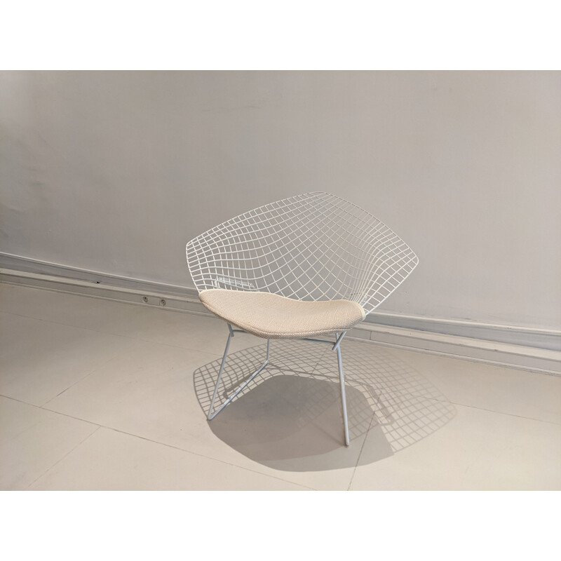 Fauteuil vintage Diamant blanc par Harry Bertoia pour Knoll