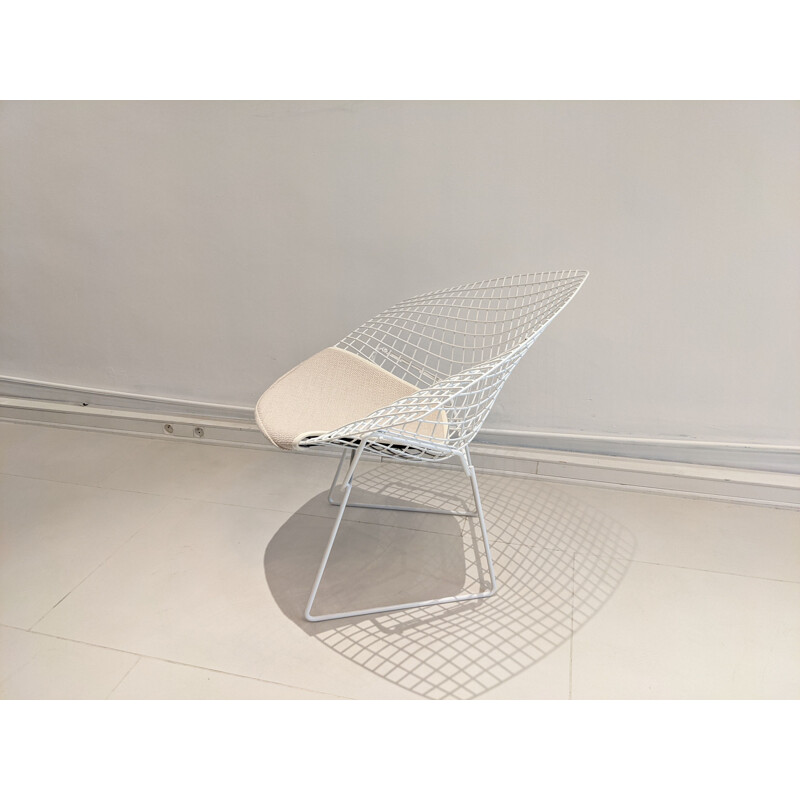 Fauteuil vintage Diamant blanc par Harry Bertoia pour Knoll