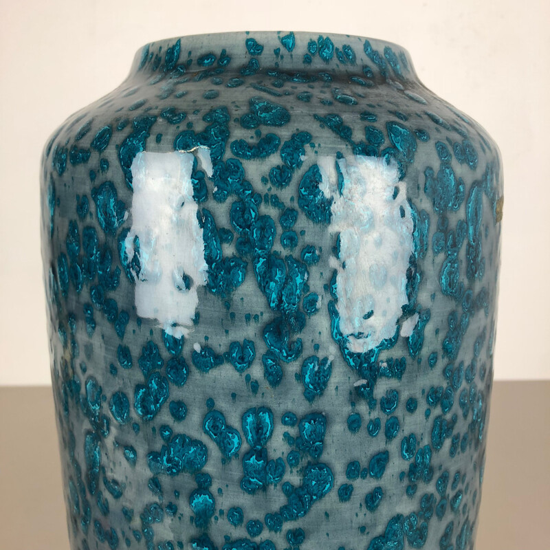 Large vintage Pottery Super Fat Lava Multi-Color Vase by Scheurich 1970s