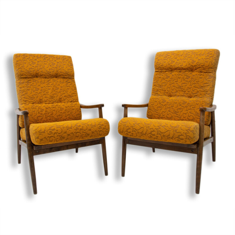 Pair of mid century armchairs Czechoslovakia 1960s