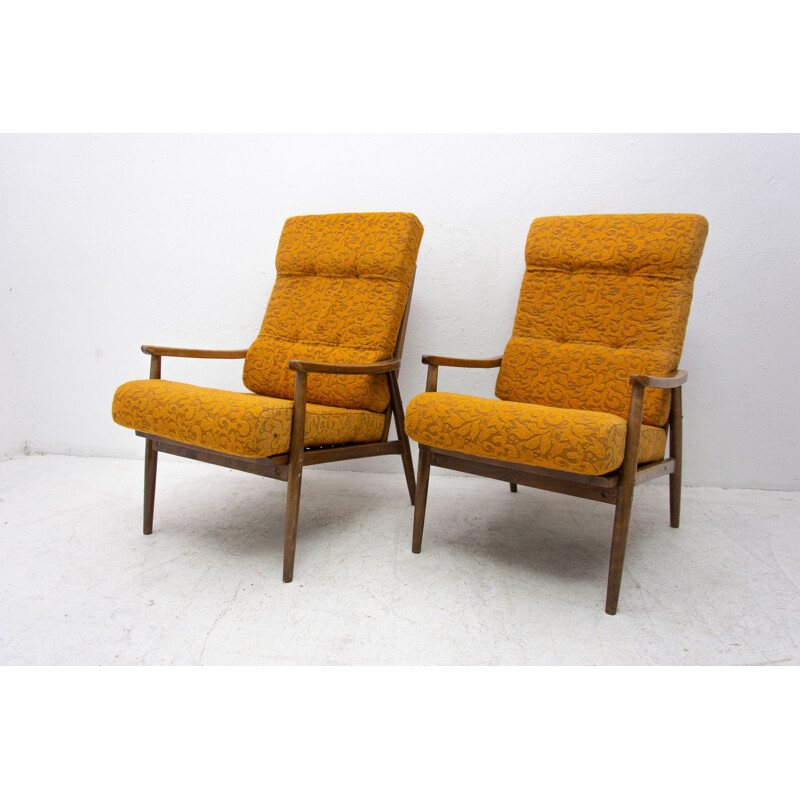 Pair of mid century armchairs Czechoslovakia 1960s