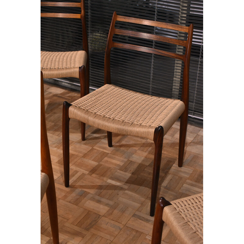 Set Of 6 vintage Niels Moller Moller Chairs With Woven Papercord Seats 1962s