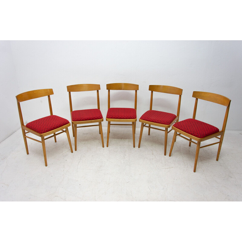 Set of 5 vintage dining chairs Ton Czechoslovakia 1970s
