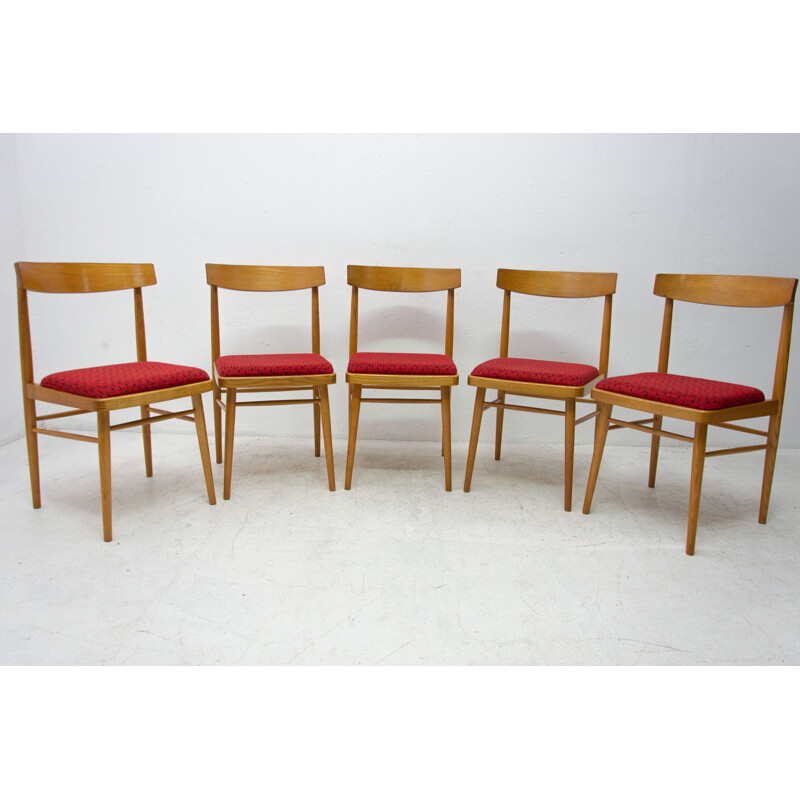 Set van 5 vintage stoelen Tsjechoslowakije 1970