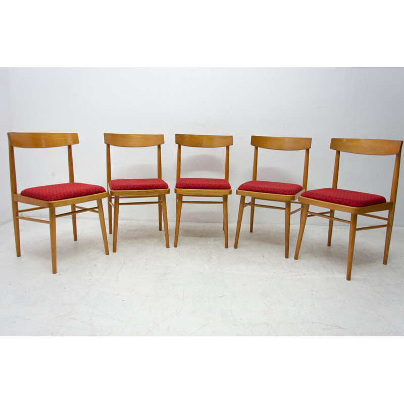 Set of 5 vintage dining chairs Ton Czechoslovakia 1970s