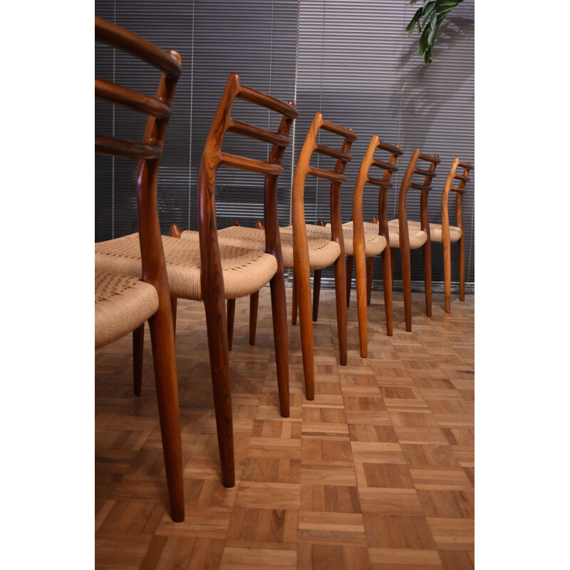 Set Of 6 vintage Niels Moller Moller Chairs With Woven Papercord Seats 1962s