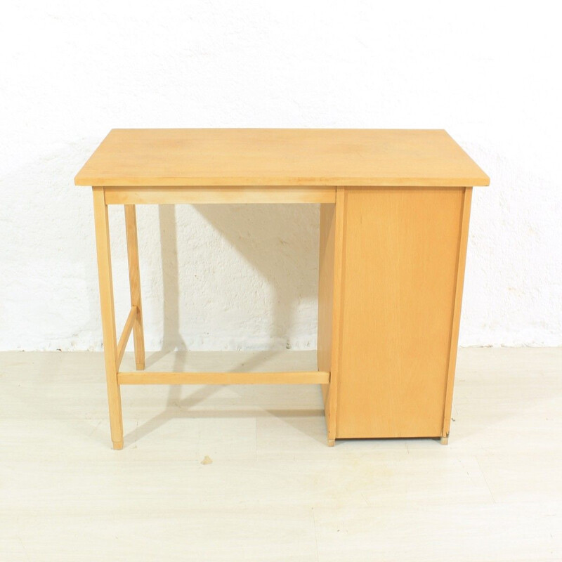 Vintage solid oak and beech shutter desk, 1950