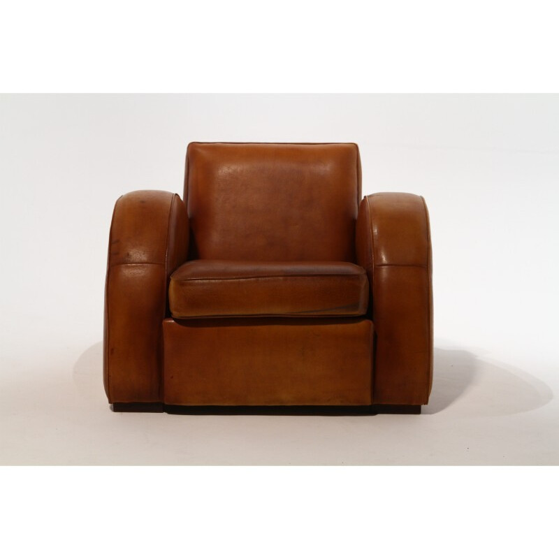 Pair of armchairs in leather, Michel DUFET - 1950s