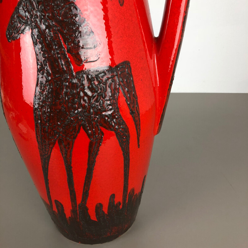 Vase vintage en céramique super grasse pour Scheurich, Allemagne 1970