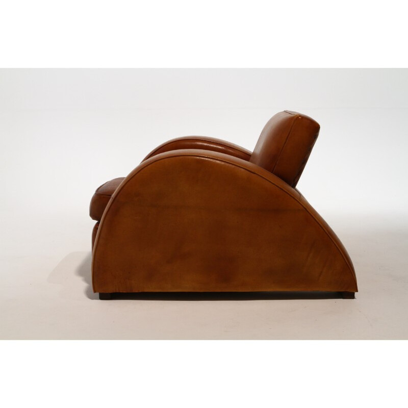 Pair of armchairs in leather, Michel DUFET - 1950s