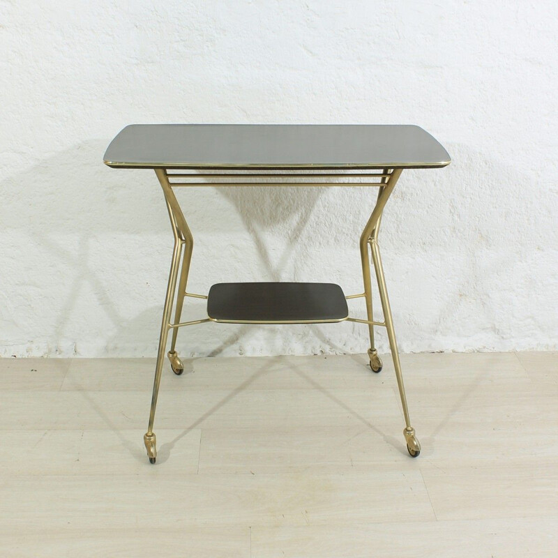 Vintage brass and plastic serving cart, 1950