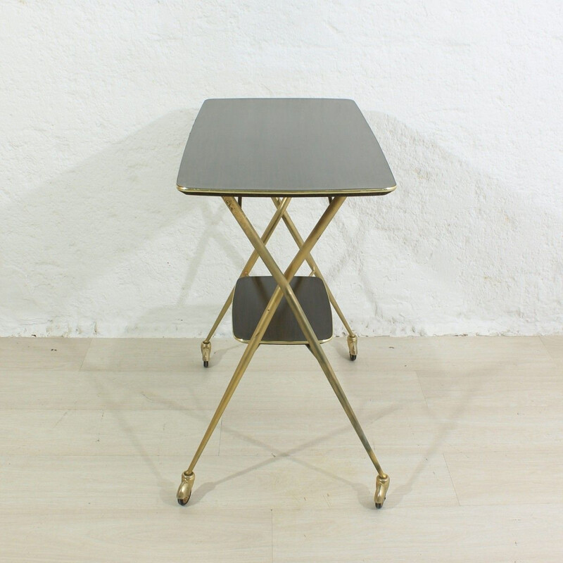 Vintage brass and plastic serving cart, 1950