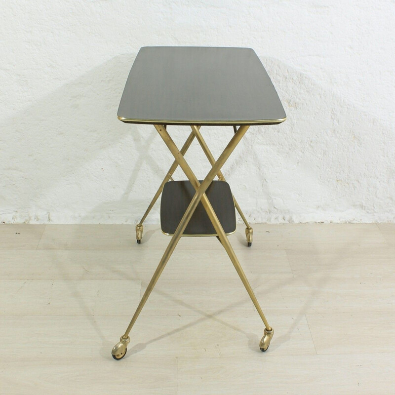 Vintage brass and plastic serving cart, 1950