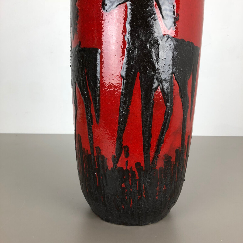 Vase vintage à cheval multicolore en céramique pour Scheurich, Allemagne 1970