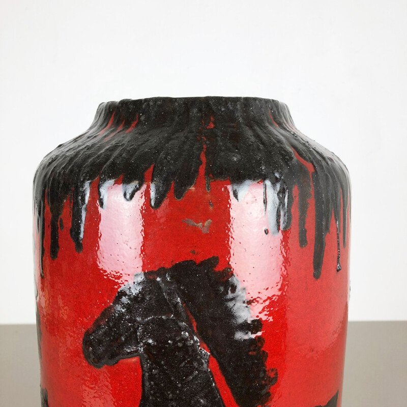 Vase vintage à cheval multicolore en céramique pour Scheurich, Allemagne 1970