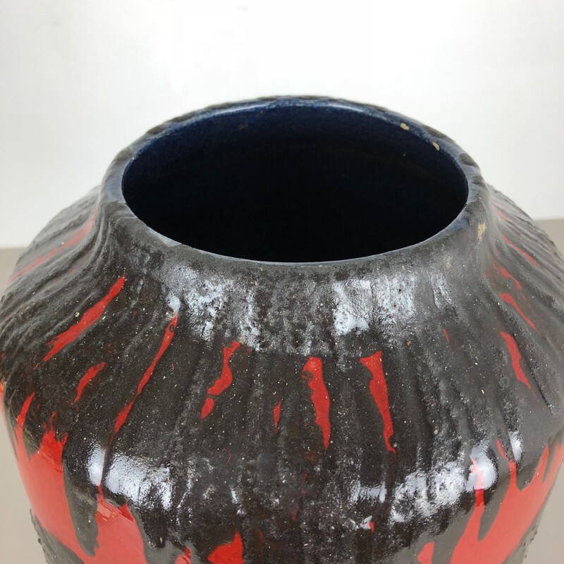Vaso multicolor de cerâmica vintage para Scheurich, Alemanha 1970
