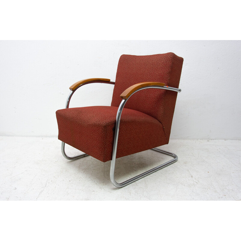 Pair of vintage Bauhaus tubular steel armchairs by Mücke & Melder 1950s