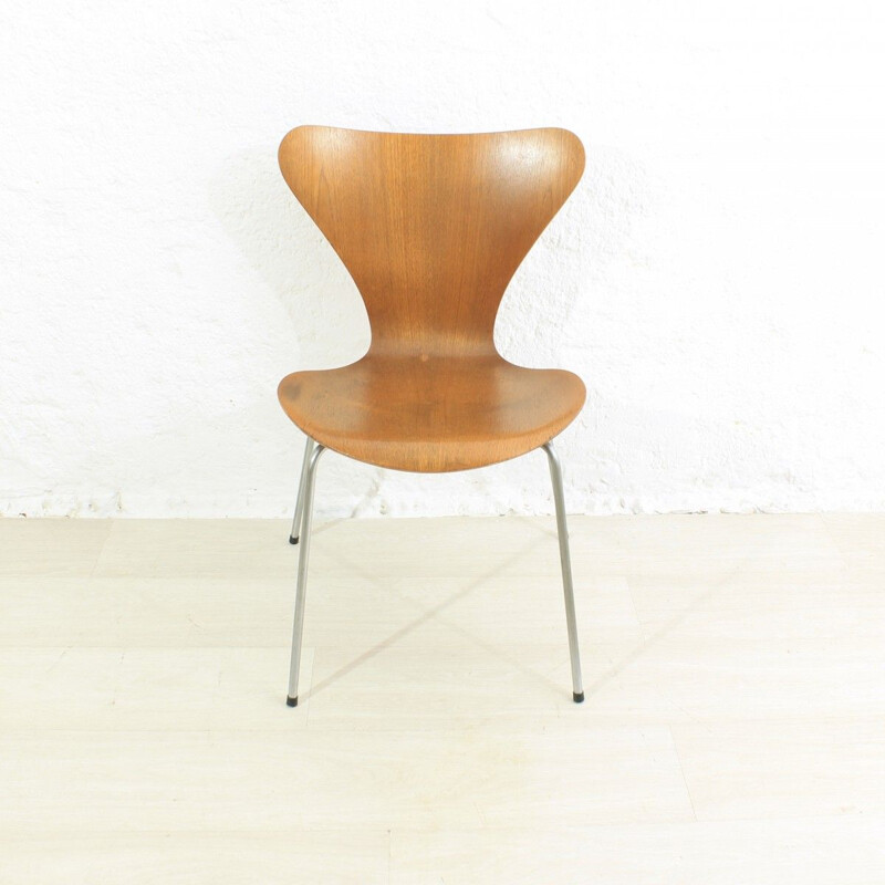 Silla vintage de teca de Arne Jacobsen para Fritz Hansen 1960