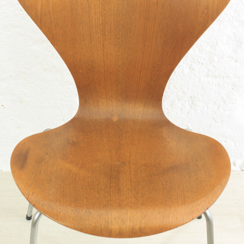 Vintage teakhouten stoel van Arne Jacobsen voor Fritz Hansen 1960