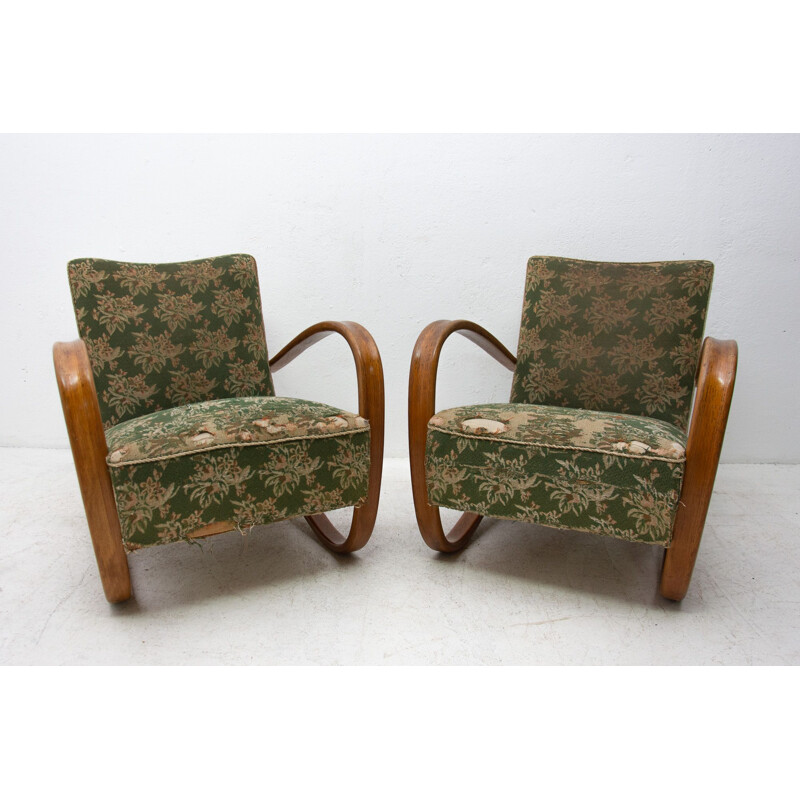 Pair of vintage Lounge bentwood armchairs Czechoslovakia 1930s