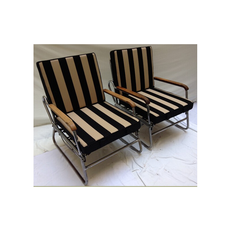 Pair of lounge chairs, François CARUELLE - 50s