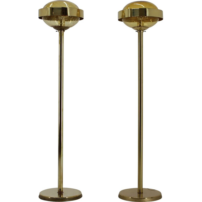 Pair of vintage Preciosa Gold Floor Lamp Czechoslovakia