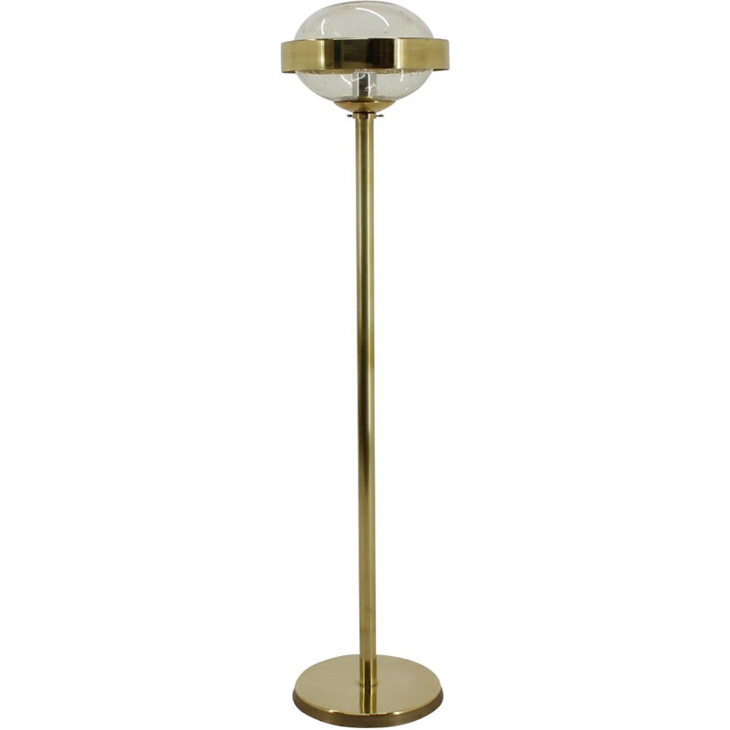 Vintage Preciosa Gold Floor Lamp Czechoslovakia 1970s