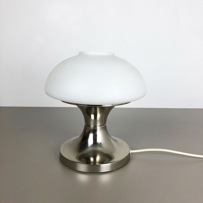 Vintage modernistische Tischlampe Pilz Sputnik mit Opalschirm Italien 1970