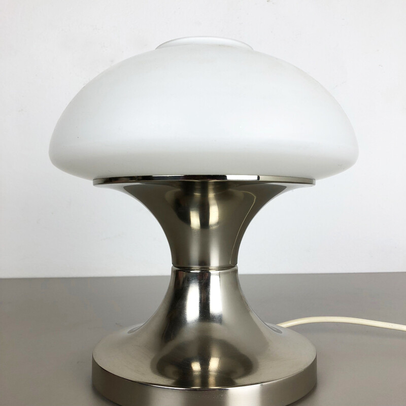 Vintage Original Modernist Mushroom Sputnik Table Light with Opal Shade Italy 1970s