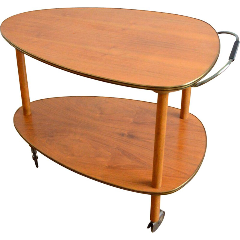 Vintage side table on casters 1950s