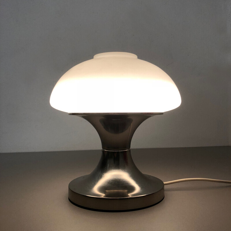 Vintage Original Modernist Mushroom Sputnik Table Light with Opal Shade Italy 1970s