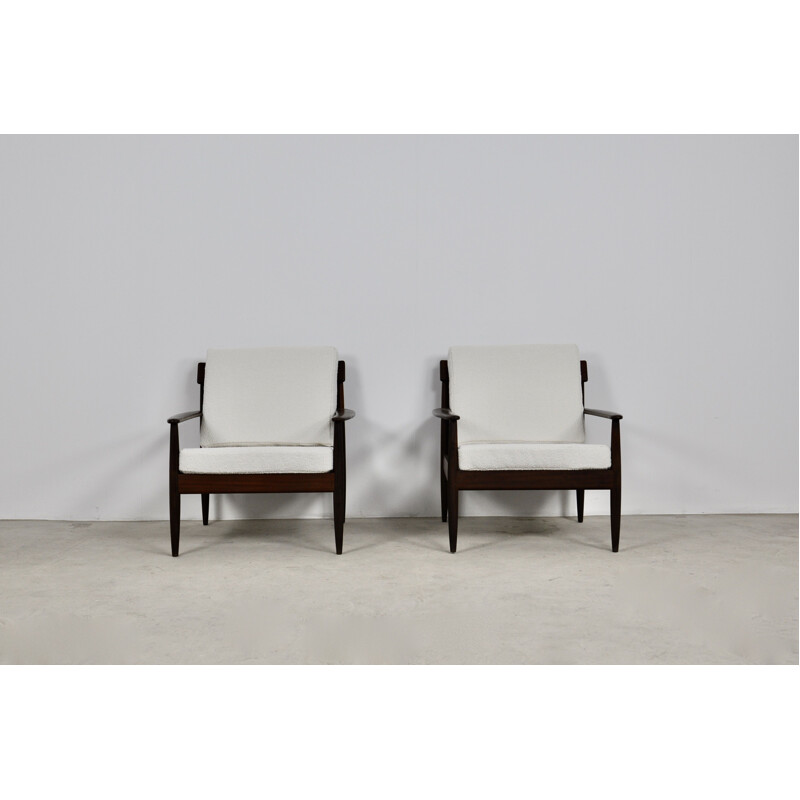 Pair of white vintage Armchairs Scandinavian 1960s