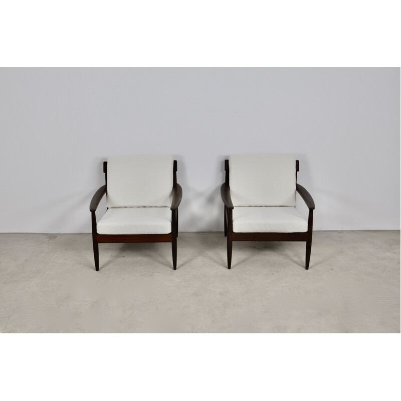 Pair of white vintage Armchairs Scandinavian 1960s