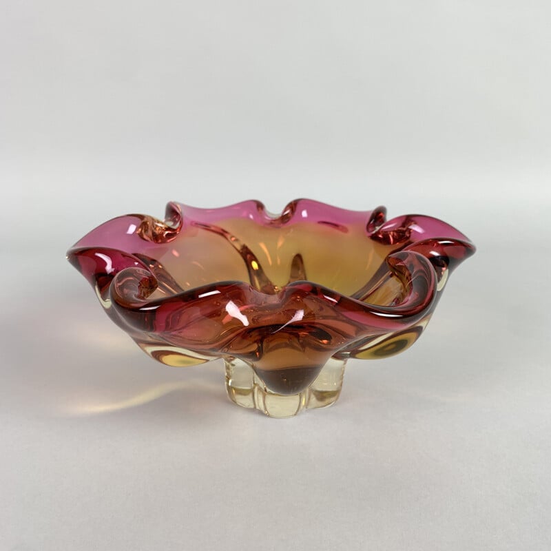 Vintage Art Glass Bowl by Josef Hospodka for Chribska Glassworks 1960s