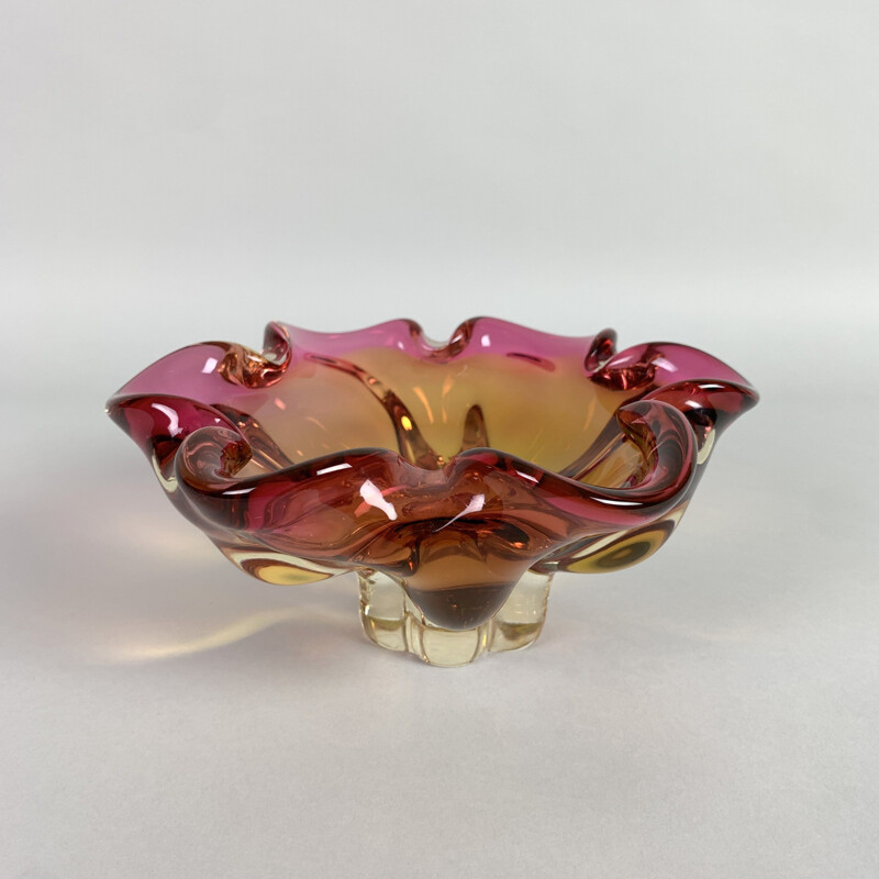 Vintage Art Glass Bowl by Josef Hospodka for Chribska Glassworks 1960s