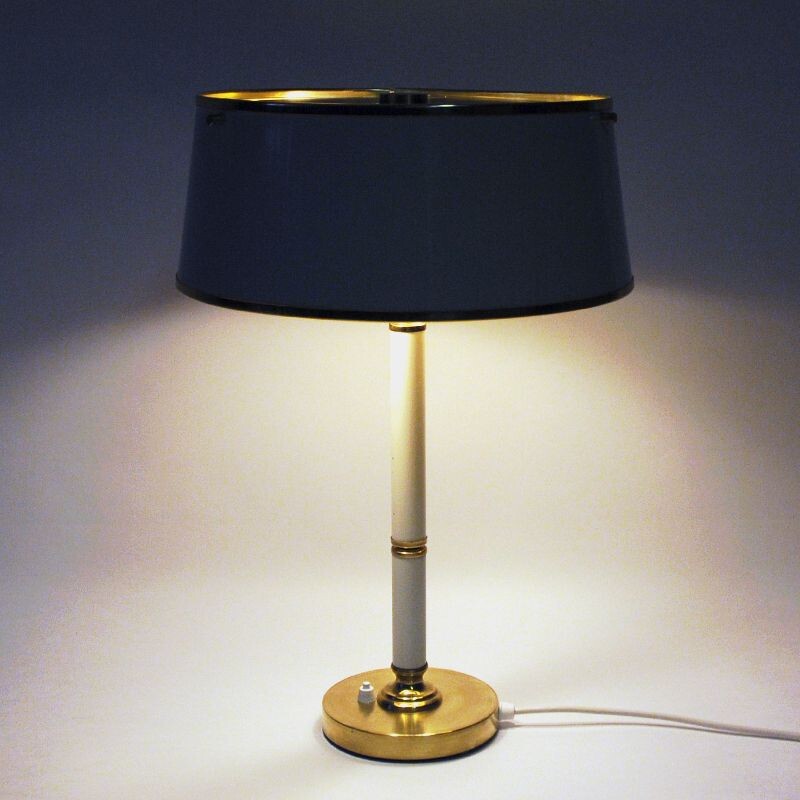 Lampe de table vintage en laiton et métal de Borèns Borås Suède 1960