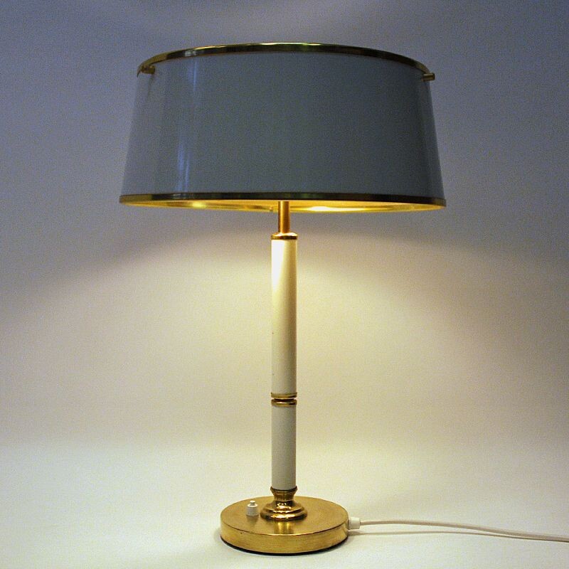 Lampe de table vintage en laiton et métal de Borèns Borås Suède 1960