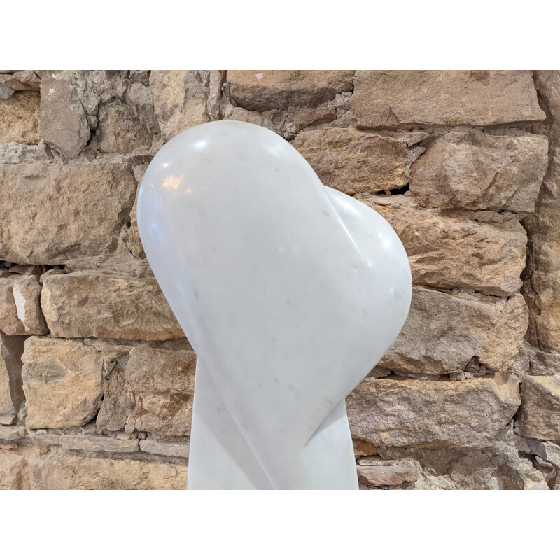 Vintage sculpture in white carrara marble Bertrand Créac'h