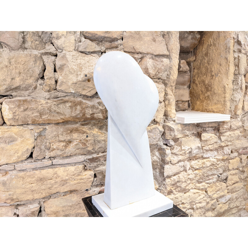 Vintage sculpture in white carrara marble Bertrand Créac'h